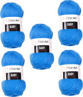 Набор пряжи для вязания Yarnart Бэби 50гр 150м / 600 (5 мотков, синий) - 