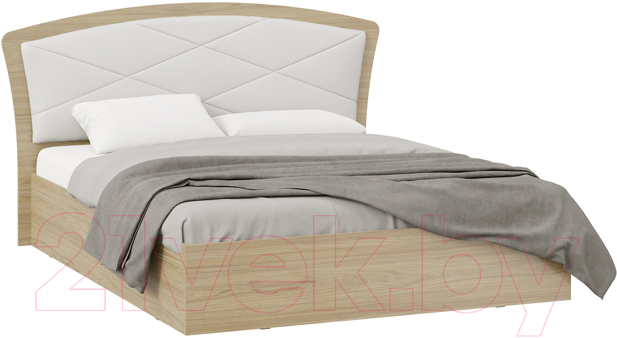 Двуспальная кровать ТриЯ Сэнди тип 1 универсальная с ПМ 160x200 (вяз благородный/белый) — фото 1