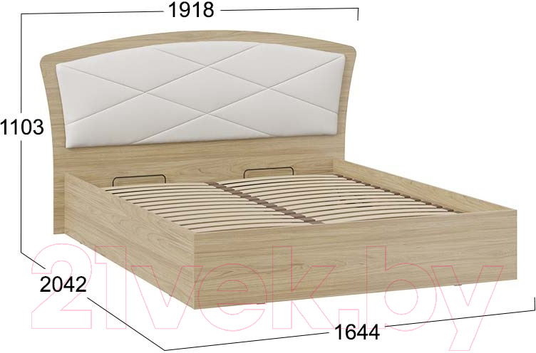 Двуспальная кровать ТриЯ Сэнди тип 1 универсальная с ПМ 160x200 (вяз благородный/белый) — фото 4