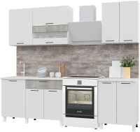 Готовая кухня Горизонт Мебель Trend 1800 (бетон лайт/белый эмалит) - 