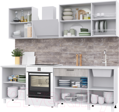 Готовая кухня Горизонт Мебель Trend 1800 (бетон лайт/белый эмалит)