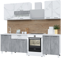Готовая кухня Горизонт Мебель Trend 1800 (мрамор арктик/бетон грей) - 