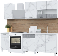 Готовая кухня Горизонт Мебель Trend 1700 (мрамор арктик/бетон грей) - 