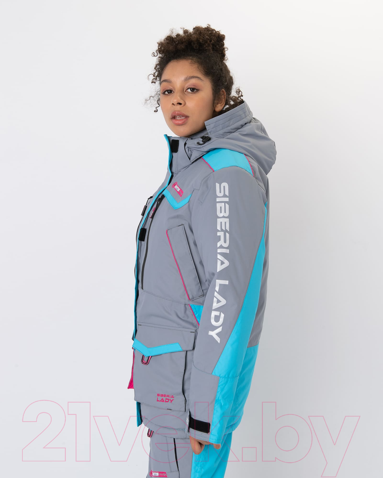 Костюм для охоты и рыбалки Huntsman Siberia зима Lady серый/голубой (р-р 48-50/170-176) — фото 5