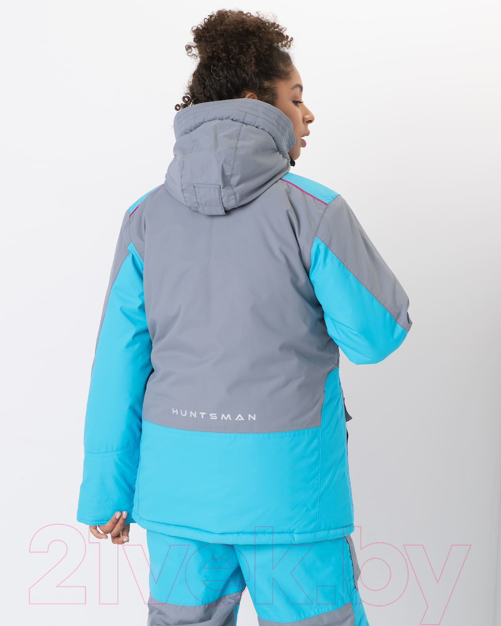 Костюм для охоты и рыбалки Huntsman Siberia зима Lady серый/голубой (р-р 48-50/170-176) — фото 6