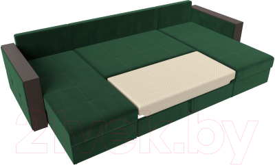 Диван П-образный Лига Диванов Валенсия / 115086 (велюр зеленый/подушки зеленый)