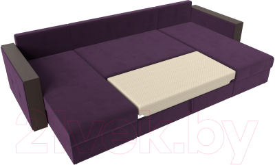 Диван П-образный Лига Диванов Валенсия / 115089 (велюр фиолетовый/подушки фиолетовый)