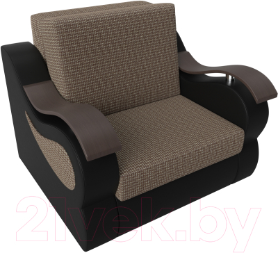 Кресло-кровать Лига Диванов Меркурий 60 / 111609 (рогожка корфу 03/экокожа черный)