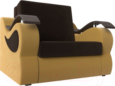 Кресло-кровать Лига Диванов Меркурий 60 / 111611 (микровельвет коричневый/желтый)