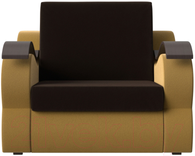 Кресло-кровать Лига Диванов Меркурий 60 / 111611 (микровельвет коричневый/желтый)
