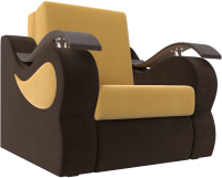 Кресло-кровать Лига Диванов Меркурий 60 / 111612 (микровельвет желтый/коричневый) - 