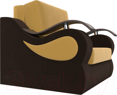 Кресло-кровать Лига Диванов Меркурий 60 / 111612 (микровельвет желтый/коричневый)