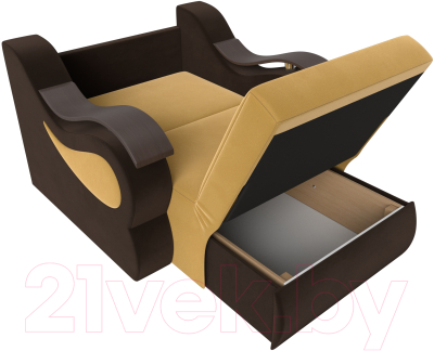 Кресло-кровать Лига Диванов Меркурий 60 / 111612 (микровельвет желтый/коричневый)