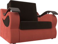 Кресло-кровать Лига Диванов Меркурий 60 / 111613 (микровельвет коричневый/коралловый) - 