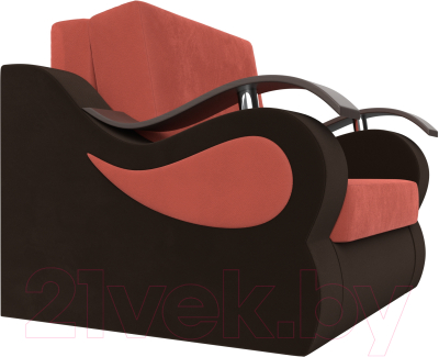 Кресло-кровать Лига Диванов Меркурий 60 / 111614 (микровельвет коралловый/коричневый)