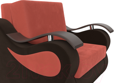 Кресло-кровать Лига Диванов Меркурий 60 / 111614 (микровельвет коралловый/коричневый)