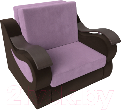 Кресло-кровать Лига Диванов Меркурий 60 / 111616 (микровельвет сиреневый/коричневый)
