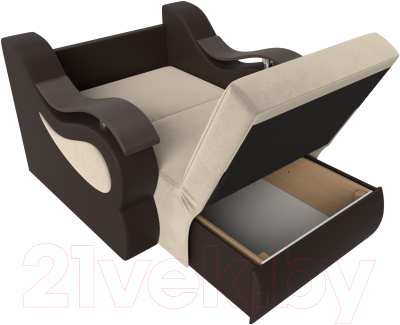 Кресло-кровать Лига Диванов Меркурий 60 / 111617 (микровельвет бежевый/экокожа коричневый)