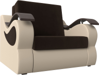 Кресло-кровать Лига Диванов Меркурий 60 / 111618 (микровельвет коричневый/экокожа бежевый) - 