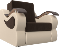 Кресло-кровать Лига Диванов Меркурий 60 / 111618 (микровельвет коричневый/экокожа бежевый) - 