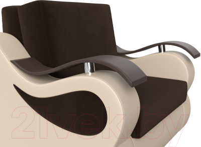 Кресло-кровать Лига Диванов Меркурий 60 / 111618 (микровельвет коричневый/экокожа бежевый)