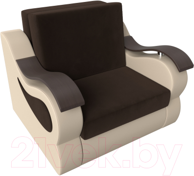 Кресло-кровать Лига Диванов Меркурий 60 / 111618 (микровельвет коричневый/экокожа бежевый)