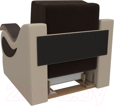 Кресло-кровать Лига Диванов Меркурий 60 / 111618 (микровельвет коричневый/экокожа бежевый)