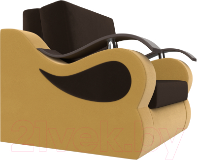 Кресло-кровать Лига Диванов Меркурий 80 / 111622 (микровельвет коричневый/желтый)