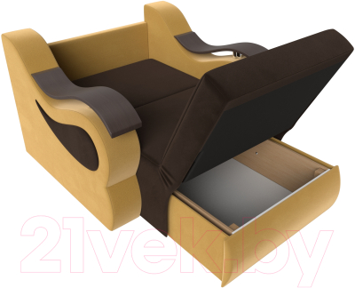 Кресло-кровать Лига Диванов Меркурий 80 / 111622 (микровельвет коричневый/желтый)