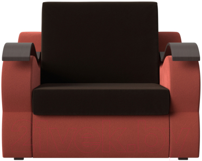 Кресло-кровать Лига Диванов Меркурий 80 / 111624 (микровельвет коричневый/коралловый)