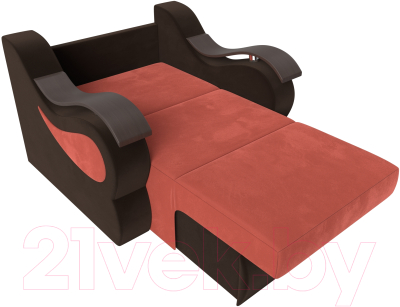 Кресло-кровать Лига Диванов Меркурий 80 / 111625 (микровельвет коралловый/коричневый)