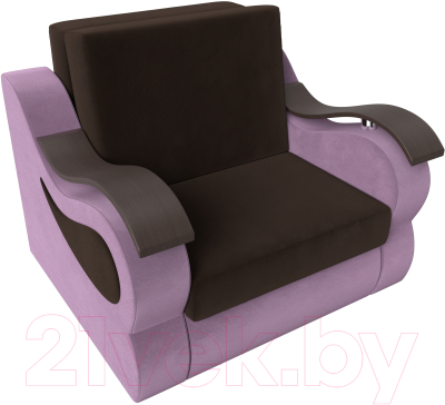 Кресло-кровать Лига Диванов Меркурий 80 / 111626 (микровельвет коричневый/сиреневый)