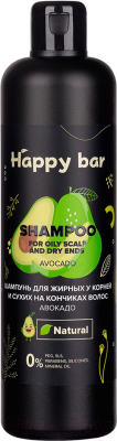 Шампунь для волос Happy Bar Авокадо для жирных у корней и сухих на кончиках волос (370мл)