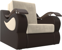 Кресло-кровать Лига Диванов Меркурий 80 / 111628 (микровельвет бежевый/экокожа коричневый) - 