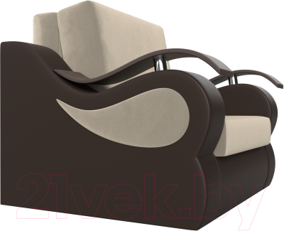 Кресло-кровать Лига Диванов Меркурий 80 / 111628 (микровельвет бежевый/экокожа коричневый)