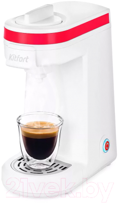Капсульная кофеварка Kitfort KT-7122-1 (белый/малиновый)