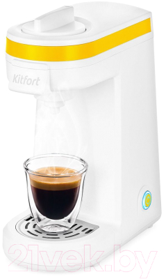 Капсульная кофеварка Kitfort KT-7122-3 (белый/желтый)