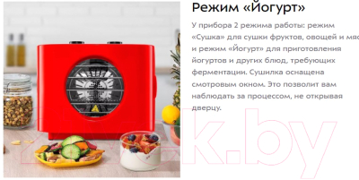 Сушилка для овощей и фруктов Kitfort KT-1952-1 (красный)