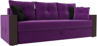 Диван Лига Диванов Валенсия / 31433 (микровельвет фиолетовый/подушки фиолетовый/черный) - 