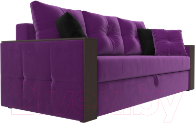 Диван Лига Диванов Валенсия / 31433 (микровельвет фиолетовый/подушки фиолетовый/черный)
