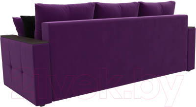 Диван Лига Диванов Валенсия / 31433 (микровельвет фиолетовый/подушки фиолетовый/черный)