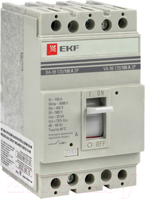 Выключатель автоматический EKF PROxima ВА-99 125/100А 3P 25кА / mccb99-125-100