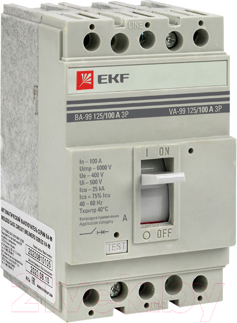 Выключатель автоматический EKF PROxima ВА-99 125/100А 3P 25кА / mccb99-125-100