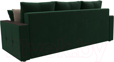 Диван Лига Диванов Валенсия / 114464 (велюр зеленый/подушки зеленый/бежевый)