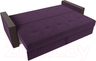 Диван Лига Диванов Валенсия / 114467 (велюр фиолетовый/подушки фиолетовый/бежевый)