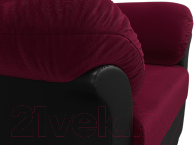 Кресло мягкое Лига Диванов Карнелла / 109585 (микровельвет бордовый/экокожа черный)