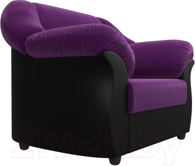 Кресло мягкое Лига Диванов Карнелла / 109588 (микровельвет фиолетовый/экокожа черный)