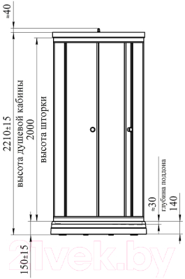 Душевая кабина Radomir Стронг 100x100 / 1-00-6-0-0-1811 (матовое стекло/черный)