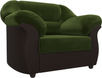 Кресло мягкое Лига Диванов Карнелла / 109591 (микровельвет зеленый/экокожа коричневый) - 