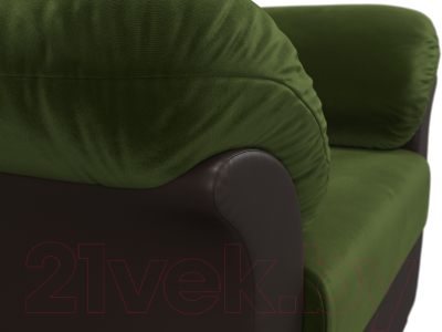 Кресло мягкое Лига Диванов Карнелла / 109591 (микровельвет зеленый/экокожа коричневый)